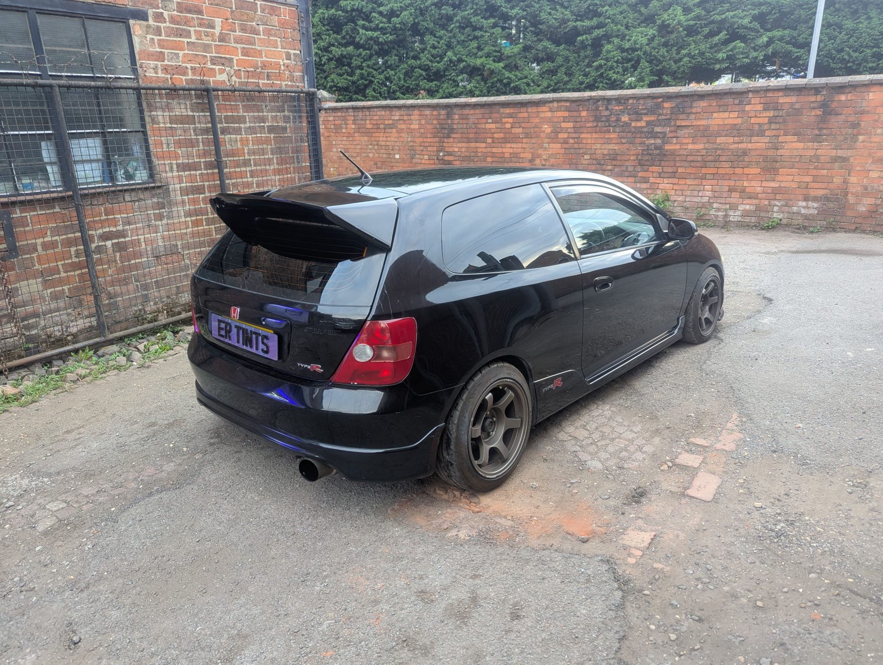 Window Tinting Black honda civic type r with 5% limo tinted rear windows